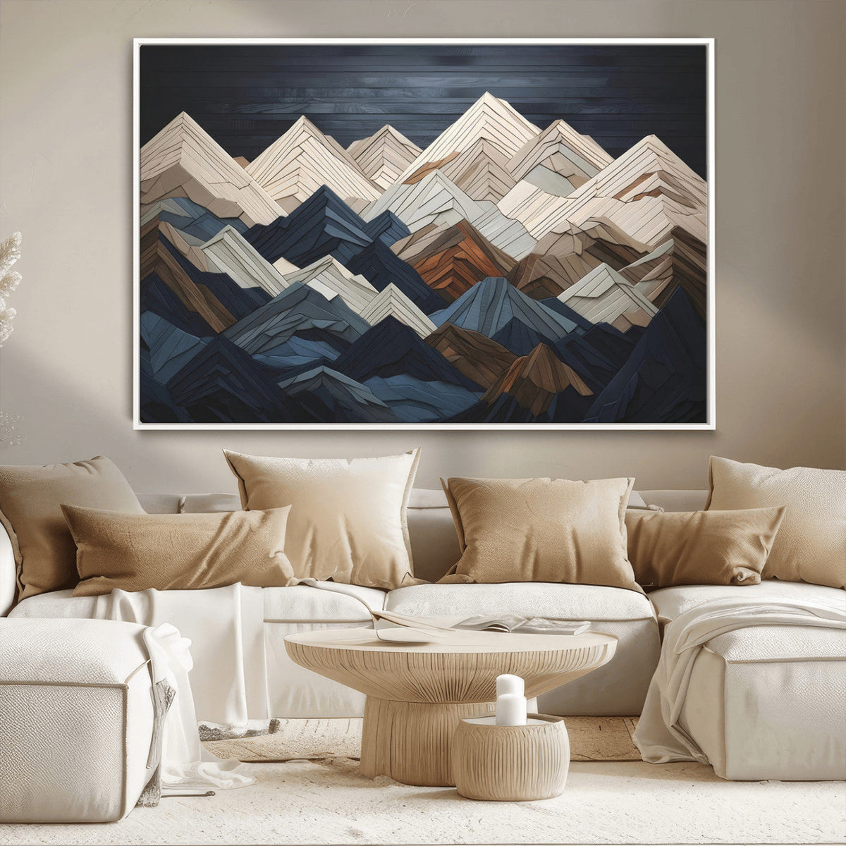 Mountain Wall Art – Modern Geometric Landscape Canvas Print,