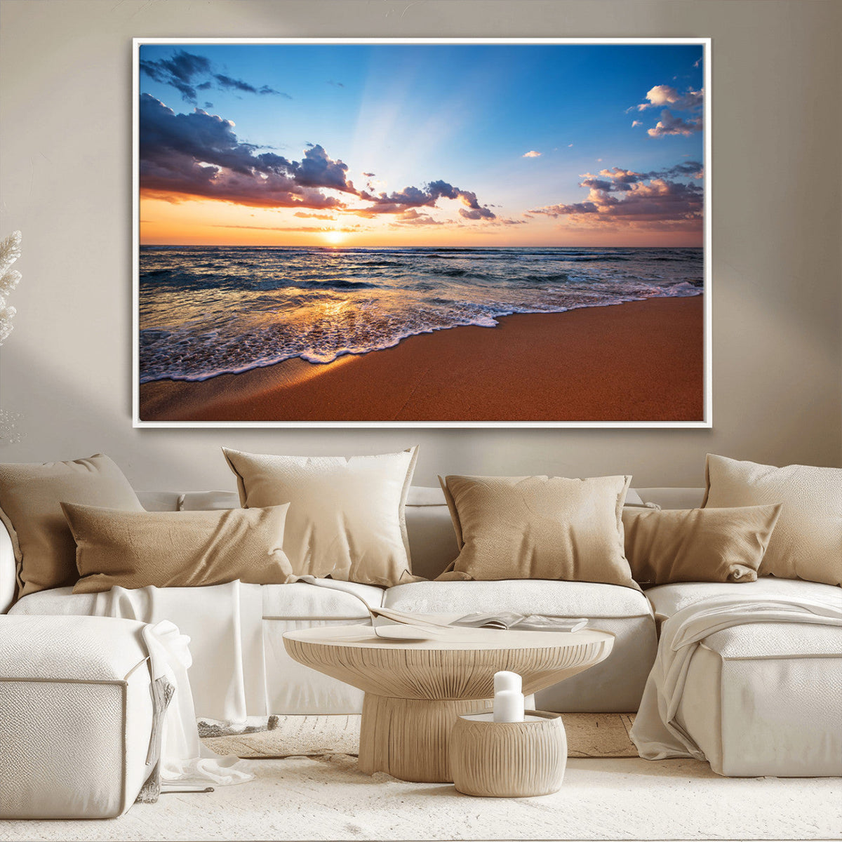 Golden Hour Beach Sunset Wall Art | Canvas Print | Ready to
