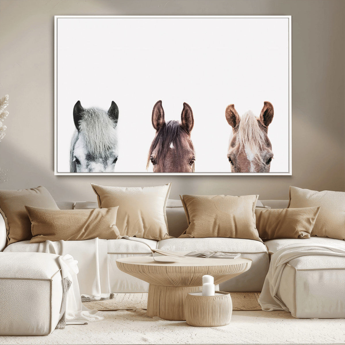 Horse Wall Art - Minimalist Horse Triptych Wall Art – Modern