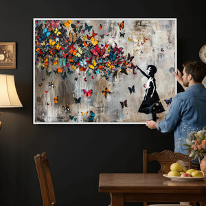 Banksy Wall Art - Banksy Girl and Butterfly Explosion Wall