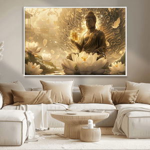 Golden Buddha Wall Art | Yoga Room Decor and Meditation Room