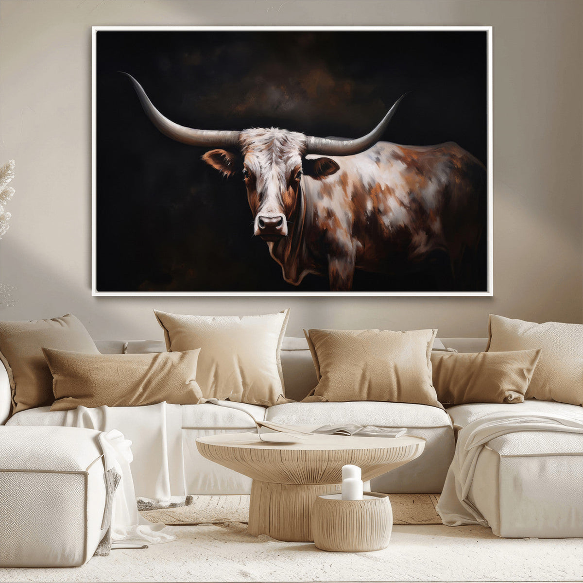 Texas Longhorn Wall Art Canvas Print | Western Ranch Decor |