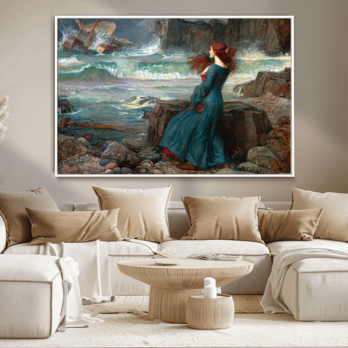 Miranda by the Shore Wall Art Canvas Print – Tempest Scene