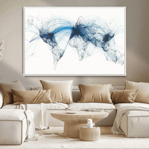 Flight Route Map Wall Art Canvas Print, Abstract Air Traffic