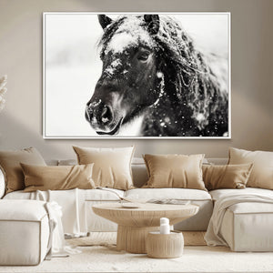 Framed Black and White Horse Wall Art | Ready to Hang and