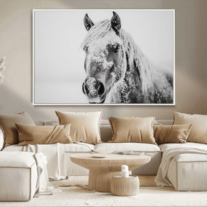 White Horse Wall Art | Ready to Hang and Framed | Winter
