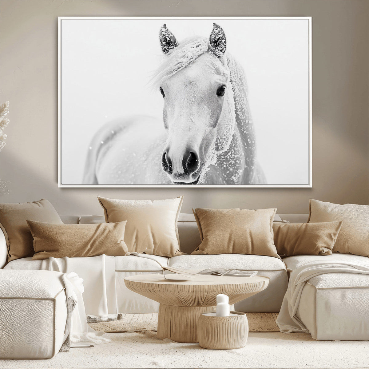 Majestic White Horse Wall Art | Ready to Hang and Framed |
