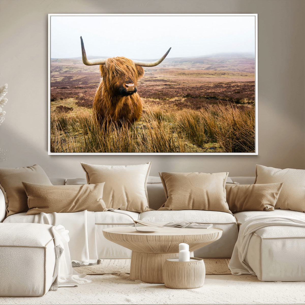 Scottish Highland Cow Canvas Wall Art – Rustic Farmhouse