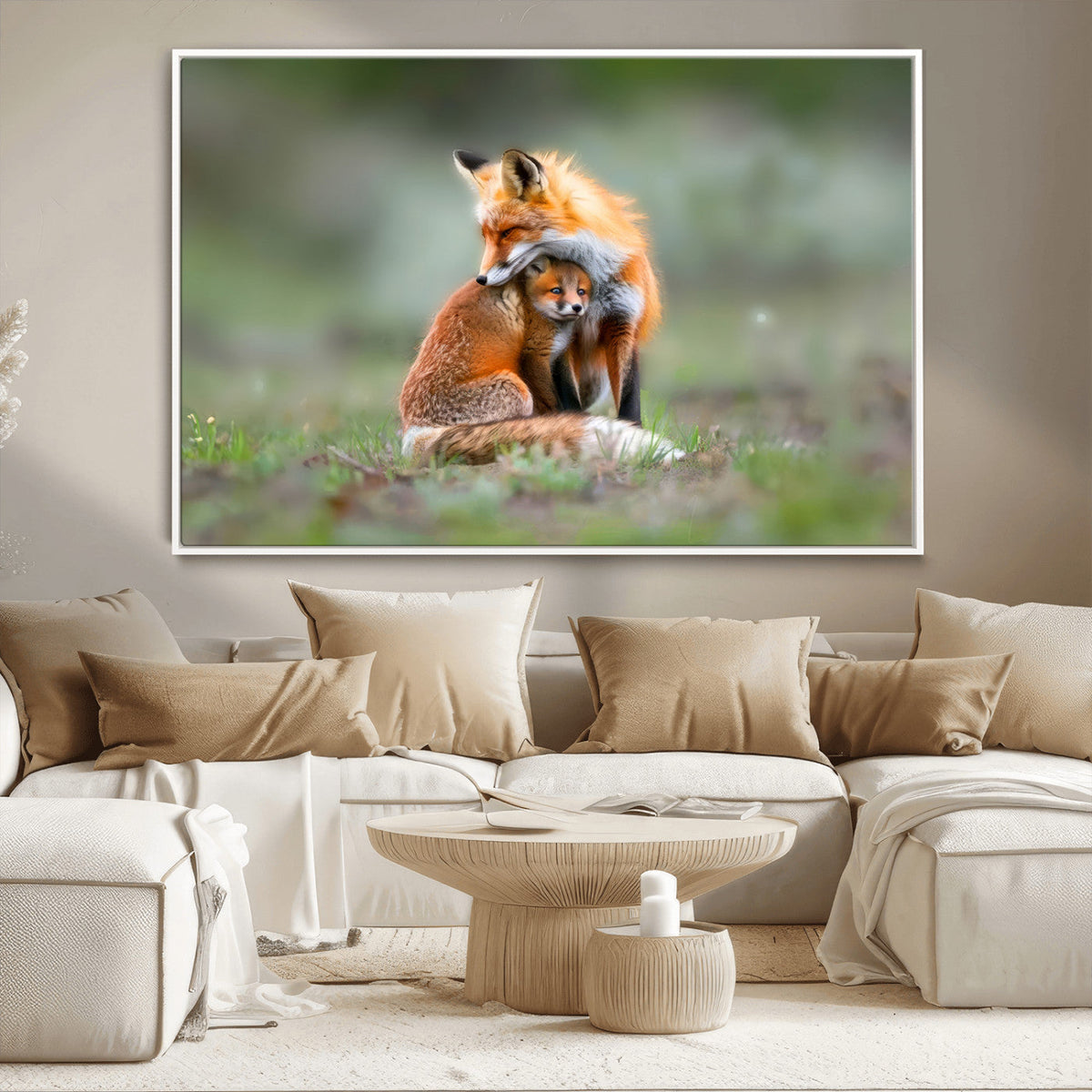 Heartwarming Fox and Baby Cub Wall Art | Ready to Hang
