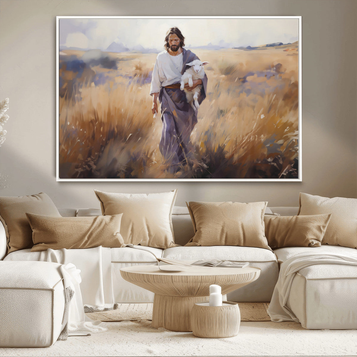 Jesus the Good Shepherd Wall Art Canvas Print - Lost Lamb