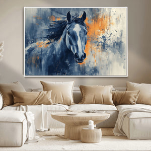Abstract Blue Horse Wall Art Print Canvas | Horse Wall Art