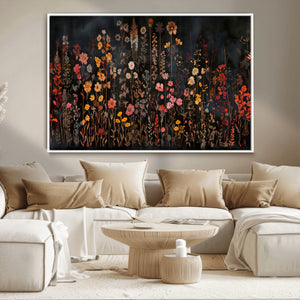 Large Floral Painting Print Illustration Flowers Canvas Wall