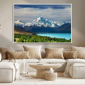 Mount Cook and Lake Pukaki Canvas Wall Art Print – Majestic