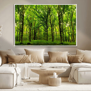 Lush Green Forest Canvas Print | 3-Panel Forest Wall Art |
