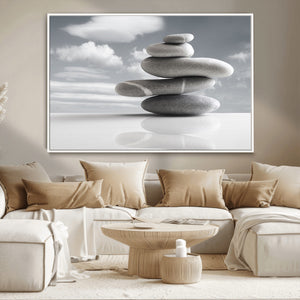 Still Life Black and White Zen Stones Wall Art Canvas,