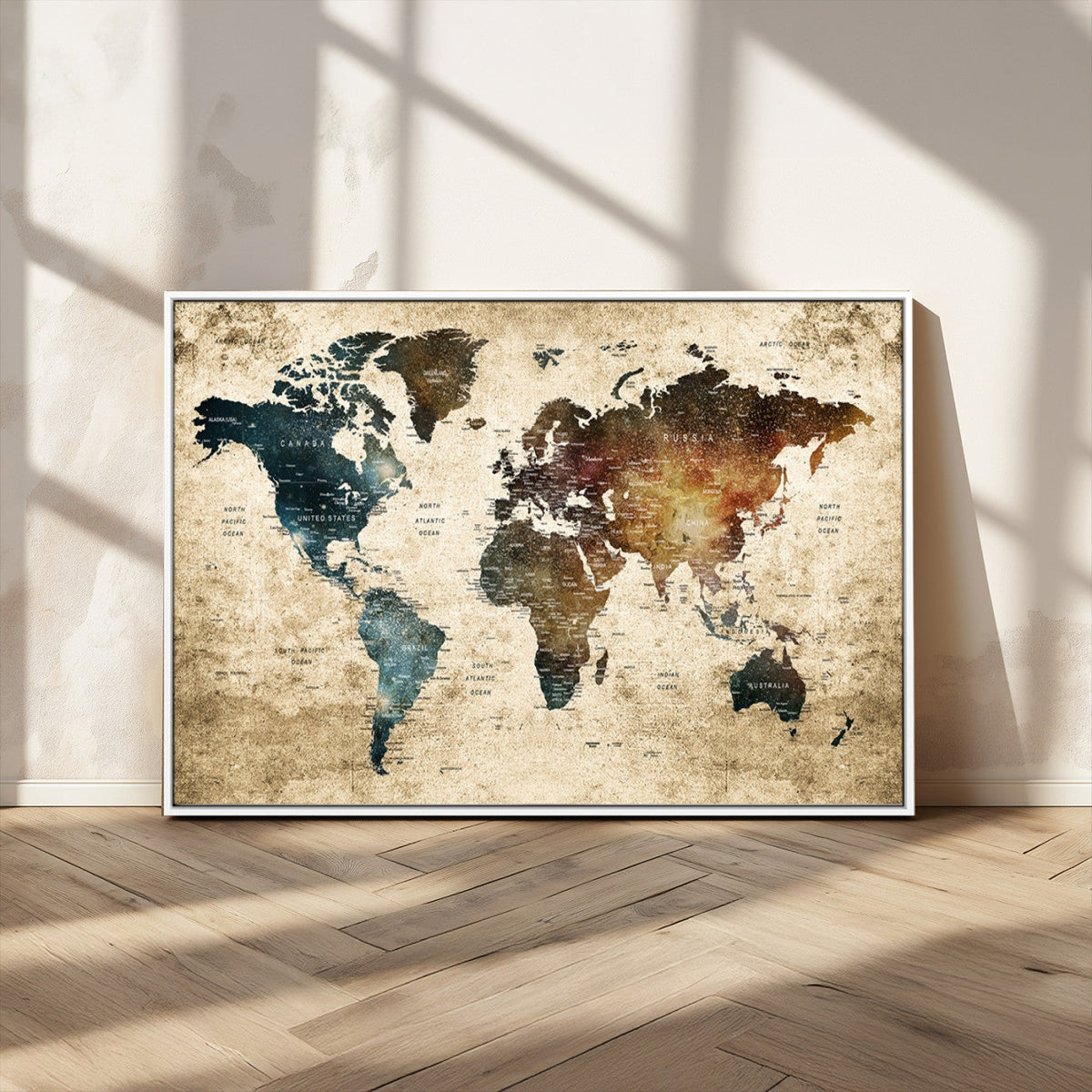 World Map Canvas Print – Detailed Map of the World Wall Art