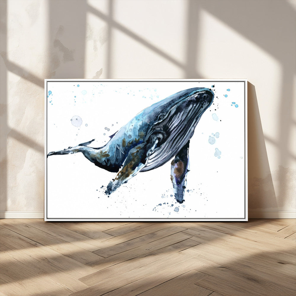 Watercolor Whale Wall Art Canvas Print