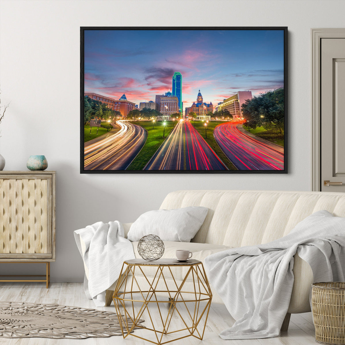 Dallas City Lights Large Wall Art Dallas Cityscape Canvas