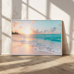 Beach Sunrise Wall Art, Coastal Seascape Canvas Print, Ocean