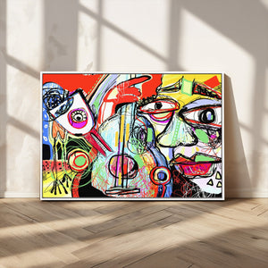 Picasso Style Art Abstract Canvas Wall Art Print , Colorful