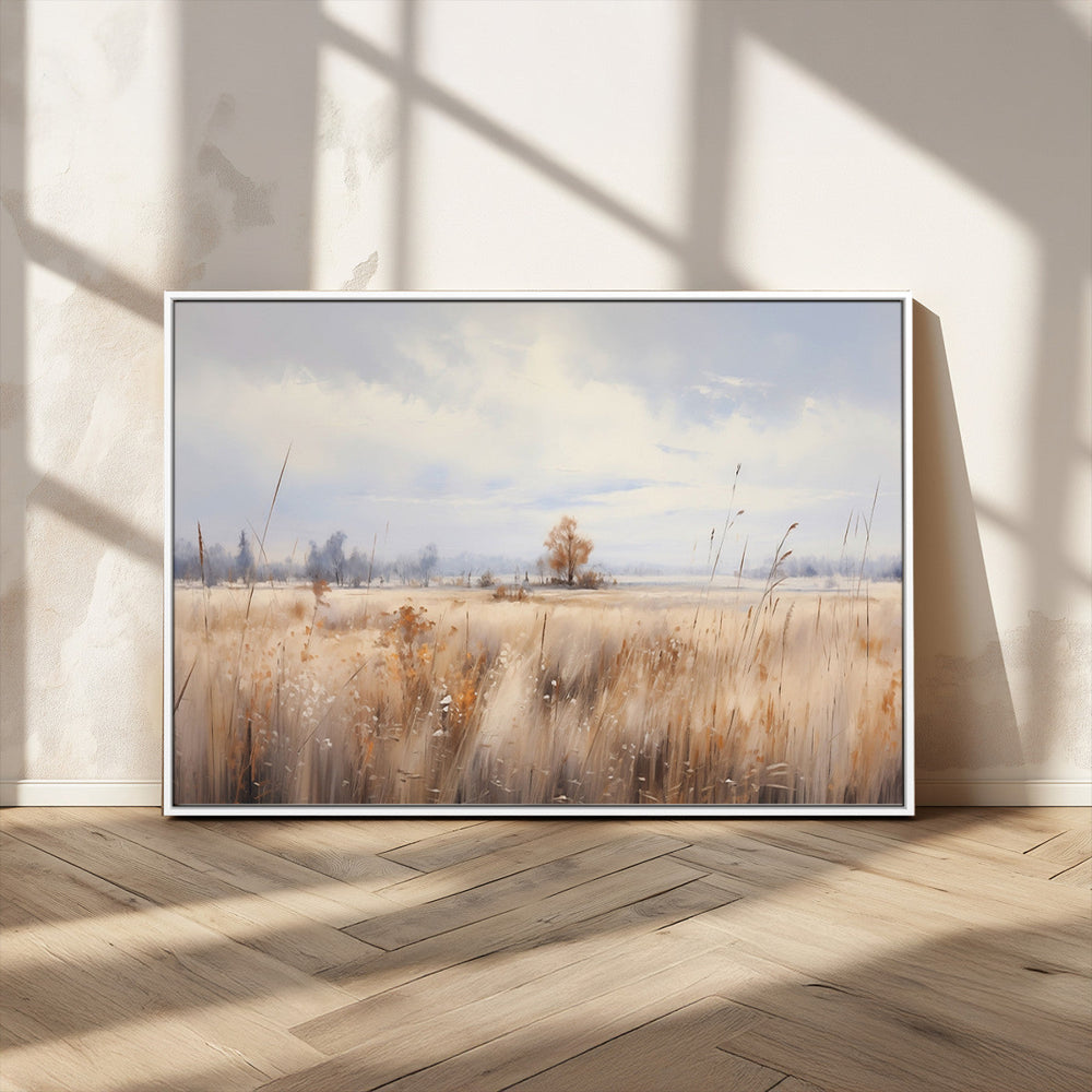 Golden Fields Wall Art Print Canvas – Serene Landscape of