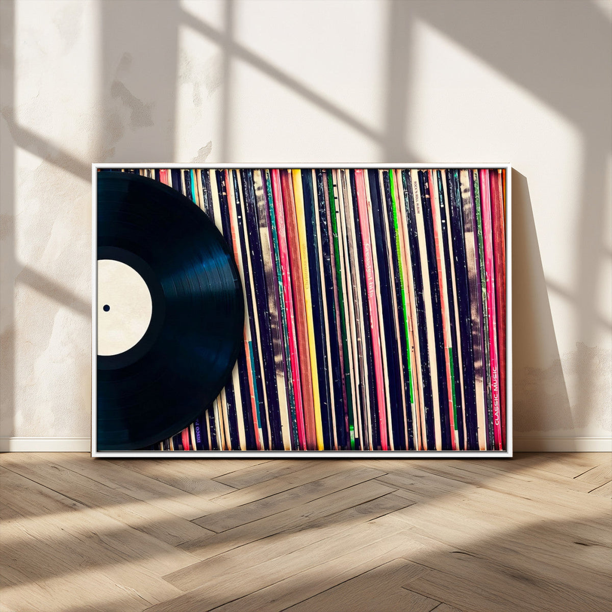 Vinyl Record and Album Collection Canvas Wall Art - Retro
