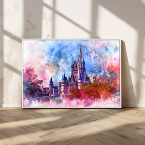 Disney Wall Art: Dreamy Watercolor Cinderella Castle Canvas