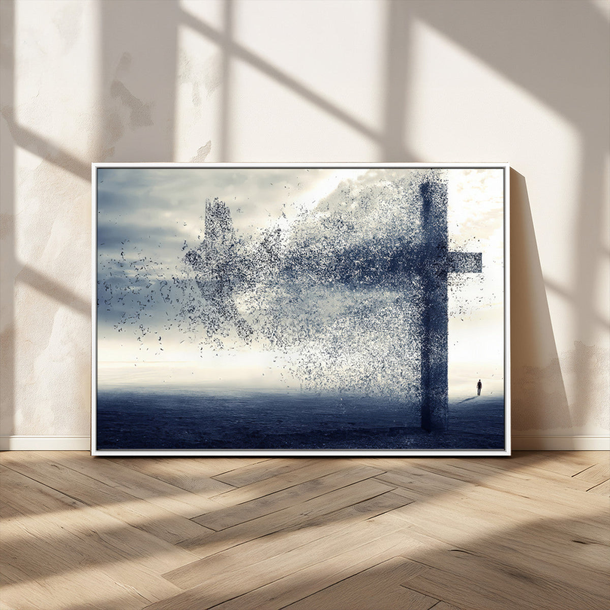 Jesus and the Fading Cross Wall Art Print – Symbol of Faith,