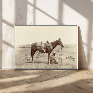 Cowboy Wall Art - Western Horse Canvas Print - Vintage