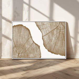 Rustic Brown Tree Ring Wall Art Canvas Print – Framed and