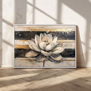 Lotus Flower Wall Art – Framed Abstract Floral Canvas