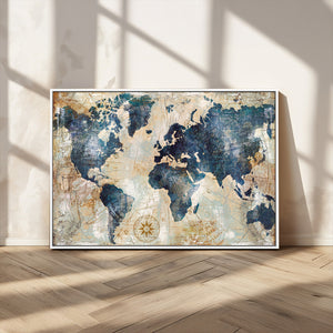 World Map Canvas Print – Framed Wall Art for Couples,