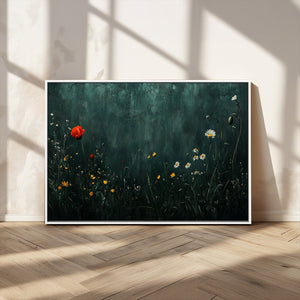 Wildflower Field Framed Wall Art, Vintage Botanical