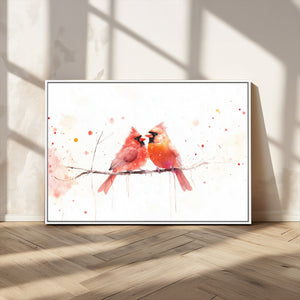 Cardinal Bird Canvas Wall Art - Male and Female Cardinal