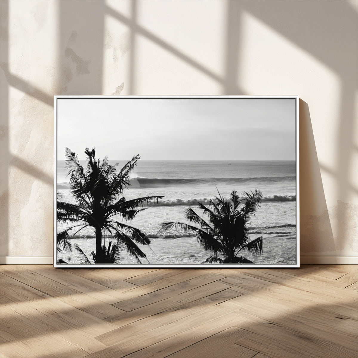 Tropical Coastline Wall Art Canvas Print – Framed Palm Trees