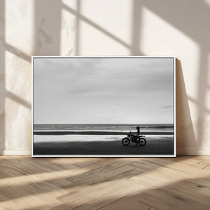 Motorcycle Beach Wall Art Canvas Print – Framed Vintage
