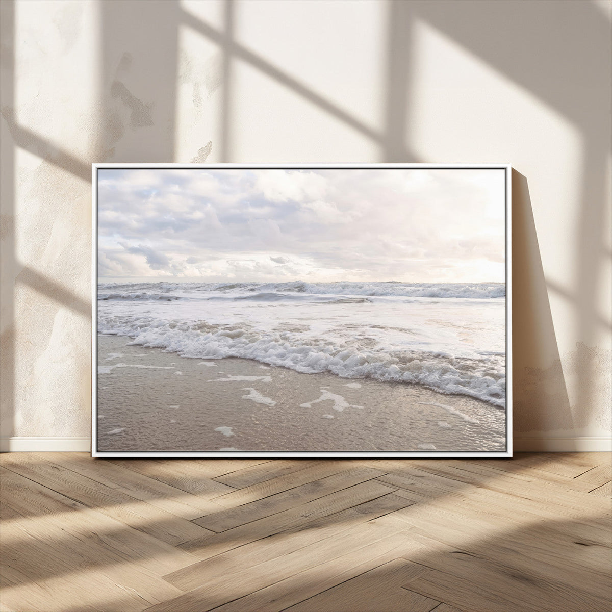 Ocean Waves Wall Art Canvas Print – Framed Coastal Shoreline