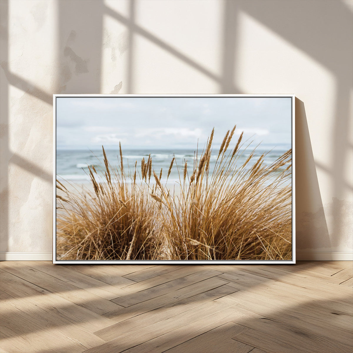 Beach Grass Wall Art Canvas Print – Framed Coastal Dunes Art
