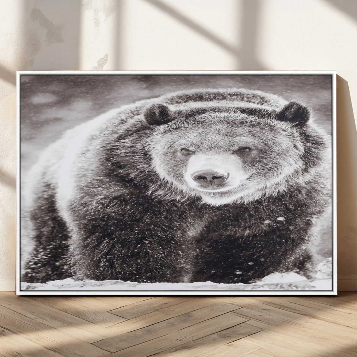 Grizzly Bear Wall Art Canvas Print – Framed Rustic Lodge Art