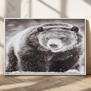 Grizzly Bear Wall Art Canvas Print – Framed Rustic Lodge Art