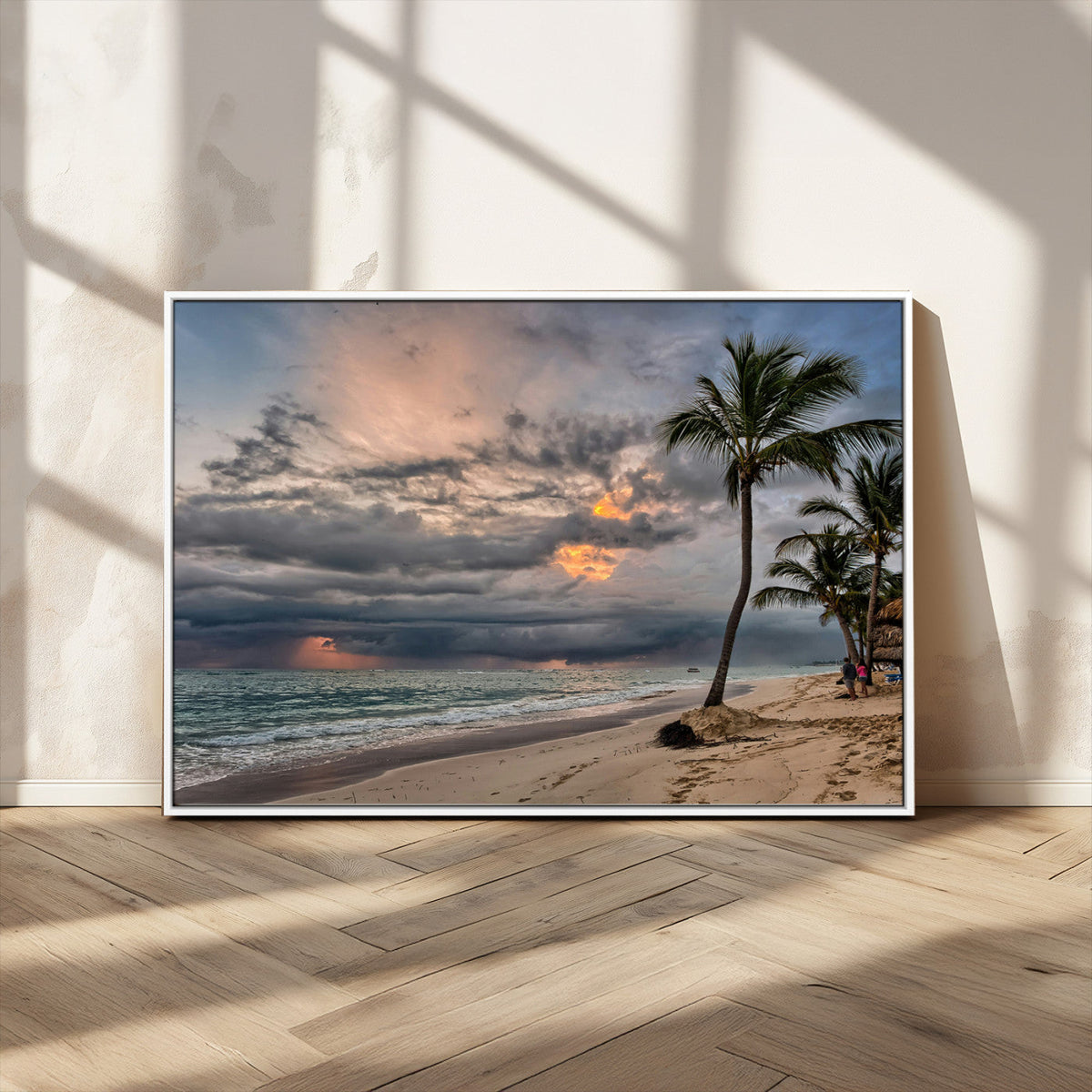 Tropical Storm Wall Art Canvas Print – Framed Moody Beach