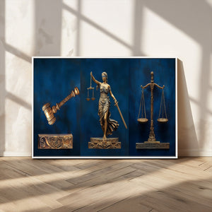 Lady Justice Wall Art Canvas Print – Elegant Gold Legal