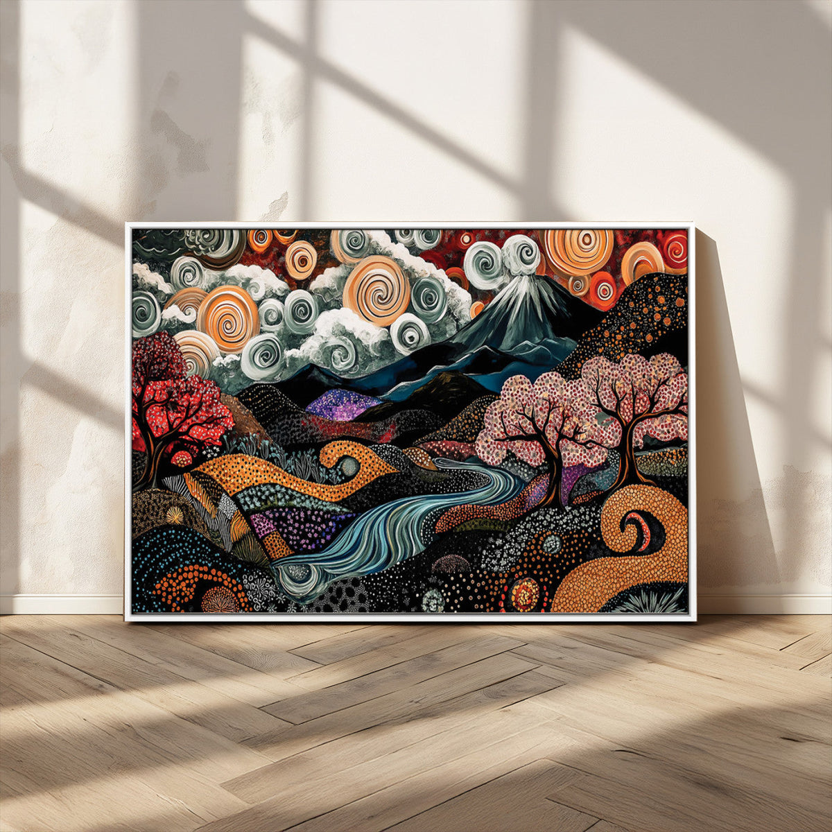 Whimsical Abstract Landscape Wall Art Canvas Print, Colorful