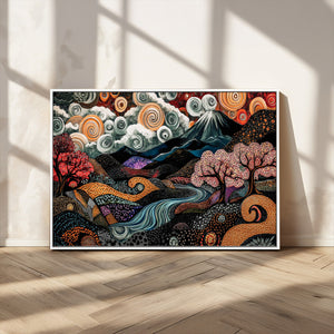 Whimsical Abstract Landscape Wall Art Canvas Print, Colorful