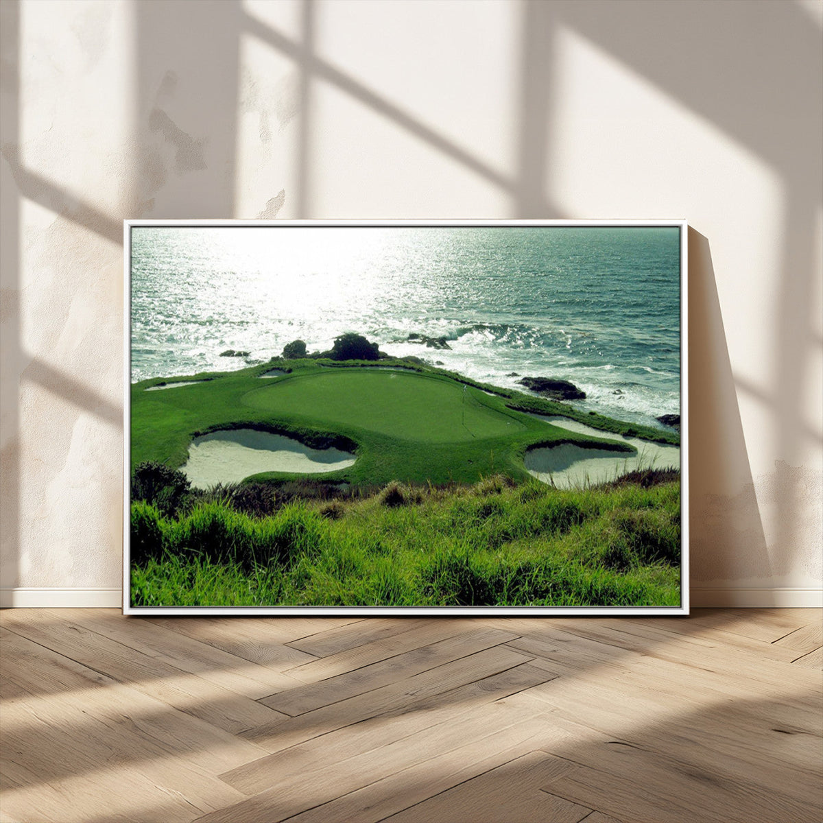 Coastal Golf Course Wall Art Canvas Print – Scenic Green