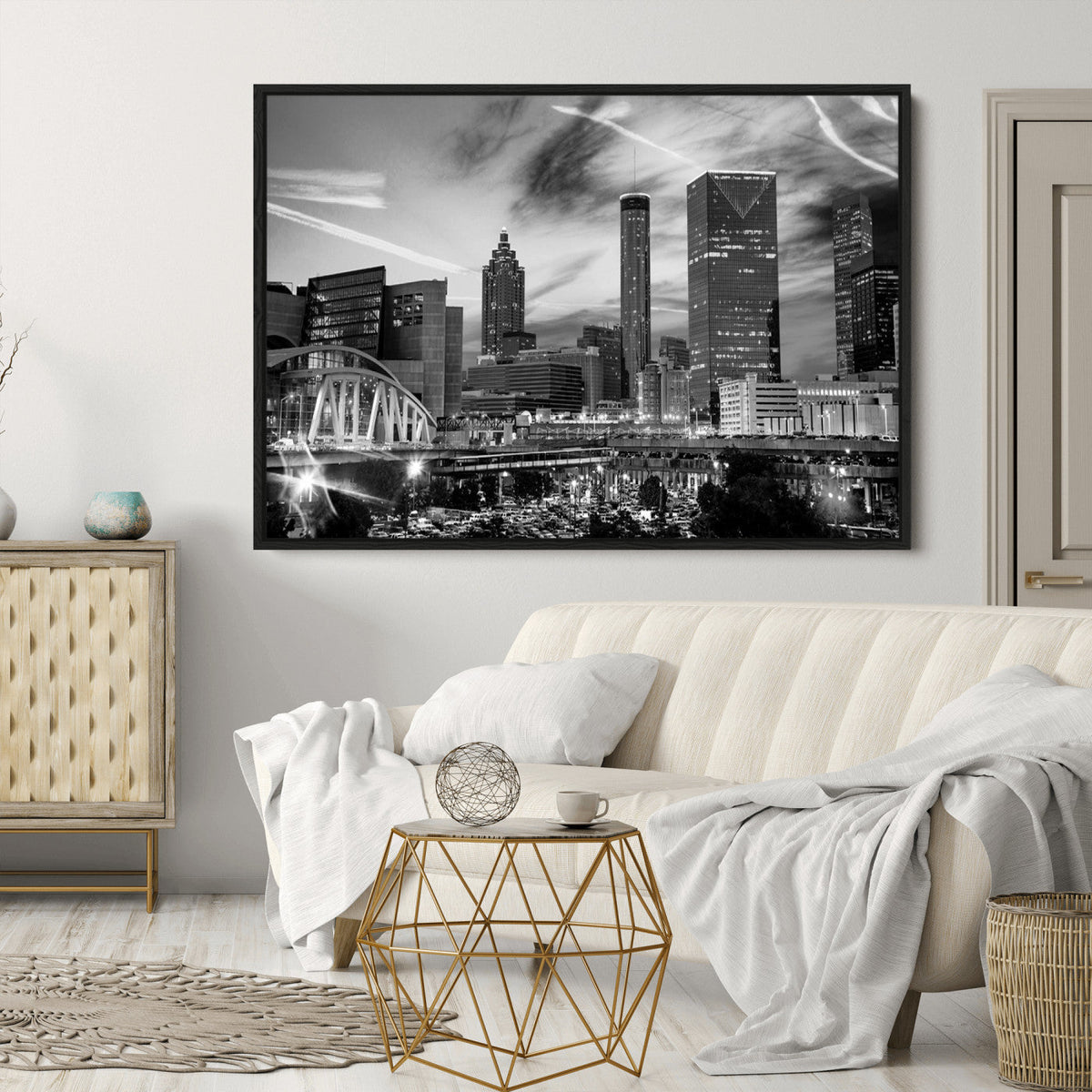 Black and White Atlanta Wall Art Canvas Print