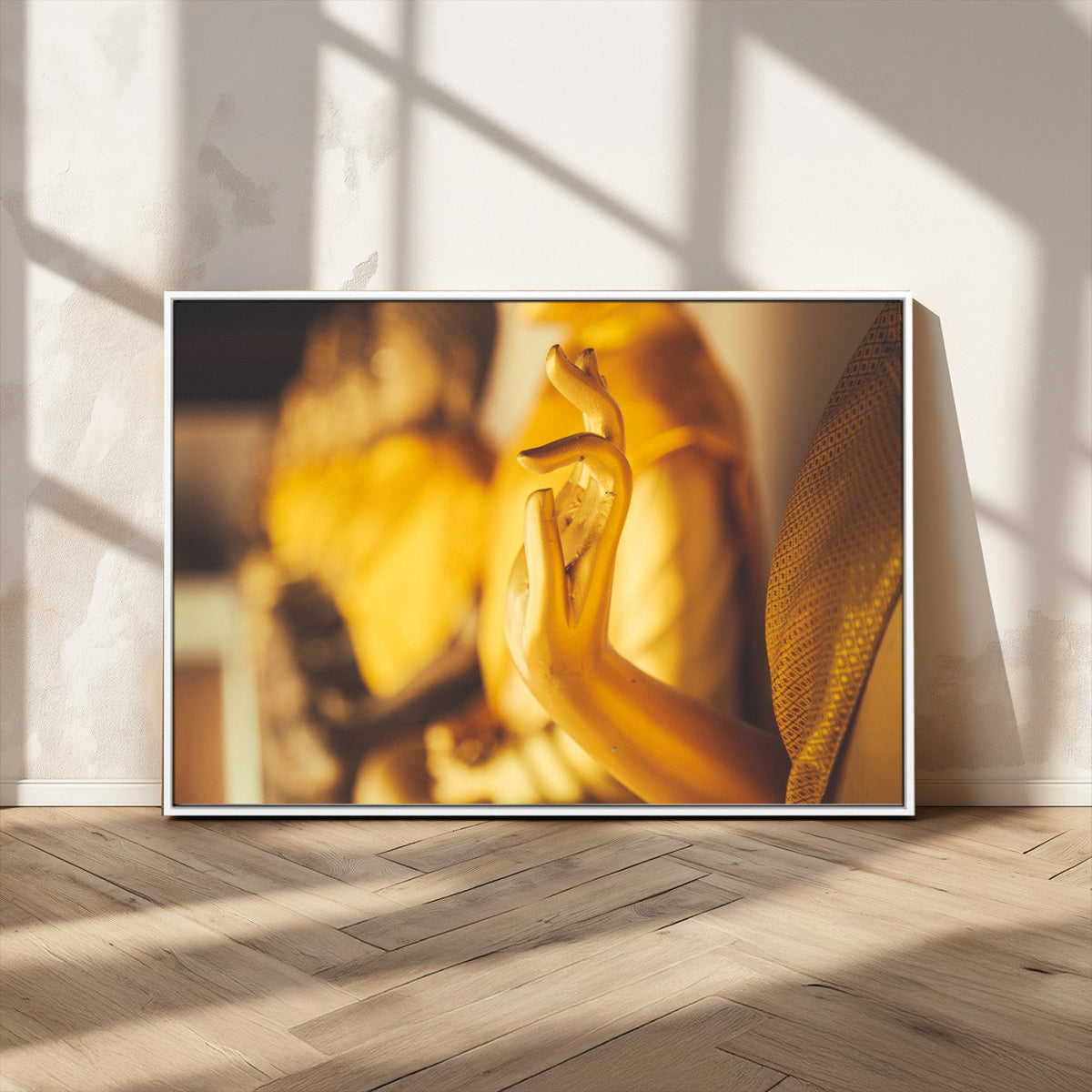 Gold Buddha Statue Hands Wall Art Canvas Print