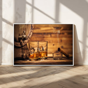 Rustic Whiskey and Barrel Canvas Print