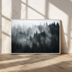 Foggy Forest Wall Art Canvas Print | 3 Panel Large Misty