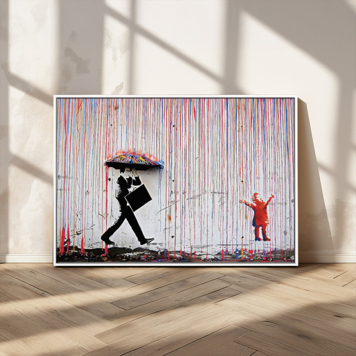 Banksy Wall Art Canvas Print, Framed Graffiti Art Picture